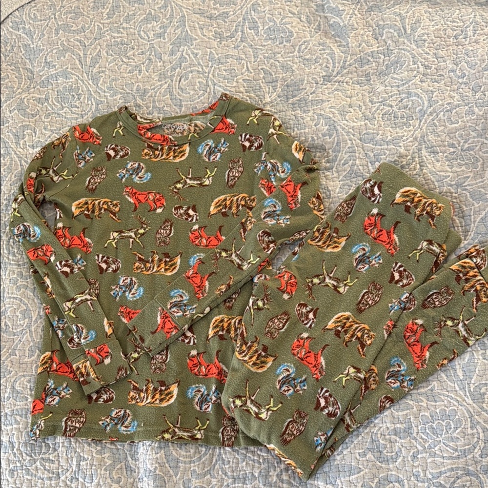 Kids Animal Print Pajamas - Green